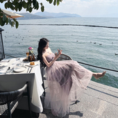 bear熊熊屋 紫雾罗兰 绝美Du家自制抹胸亮丝针织烫钻网纱连衣裙