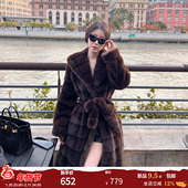 熊熊屋 外套 仿紫貂皮草大衣宽松长款 球花贵妇 慵懒贵妇