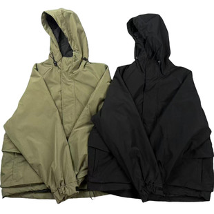 机能大口袋户外防风薄棉外套 连肩袖 百搭出圈上衣 阔版 外贸单日式