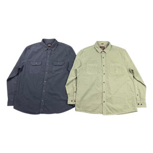 外单美式 叠穿百搭通勤上衣 复古硬汉阿美咔叽风纯棉洗水做旧衬衣