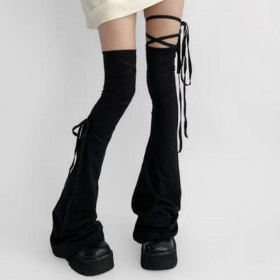 Women Leg Warmer Soft Solid Tie-up Thigh-high Leg Warmers