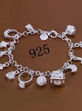 Sterling Silver Heart Key Charm Bracelet | Handmade Cuban