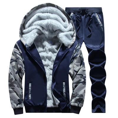 Plus Size Men’s Winter Thickened Two-Piece Set Fleece-Lined