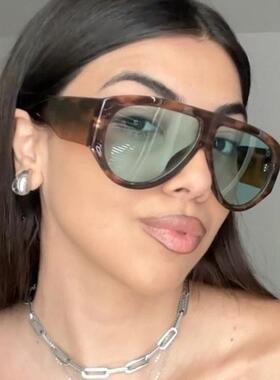 Women's Oversized Semi-Rimless Tinted Sunglasses Female