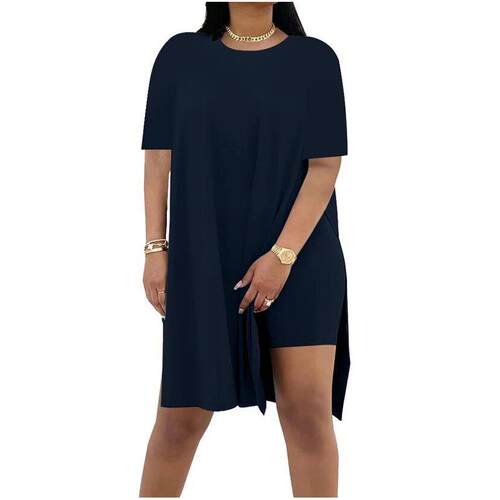 Womens Plus Size Hem Two Piece Outfits Summer Oversized