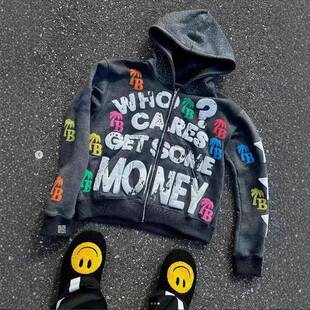 Personalized Letter Pattern Hoodies Y2K Unisex Zipper