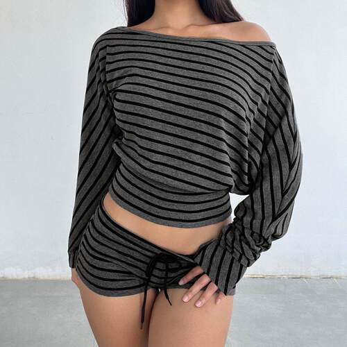 Women's Striped Tie Waist Low-Waist Shorts Casual Summer