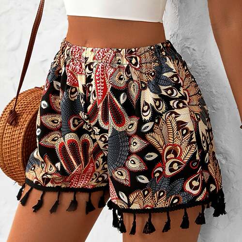 Women's Bohemian Style Shorts  Fringe Decoration  Casual