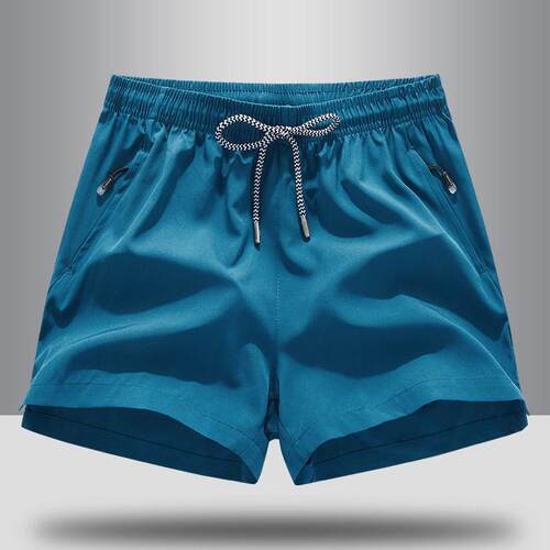 Summer Men's Quick-Dry Drawstring Sports Shorts with Zipper