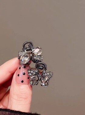 时尚精致水晶蝴蝶结小号发夹女顶夹高级感前额碎发刘海夹侧边夹