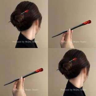 烈焰魔杖~黑色檀木发簪新中式氛围感盘发后脑勺簪子新年汉服配饰