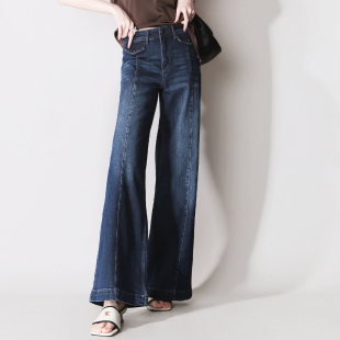 F41优质出口不拖地长度恰到好处显瘦高腰宽松直筒欧美风牛仔长裤