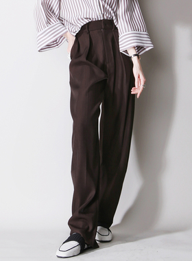 B25收裤脚不臃肿欧美风宽松显瘦立体正面褶皱设计感显瘦西装长裤