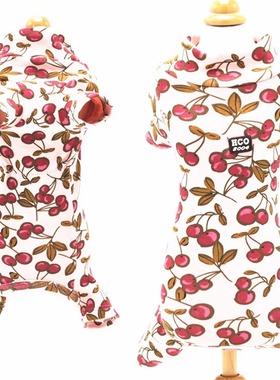 仅10 12 丑丑chouchou樱桃护肚母狗装宠物四脚衣狗狗宠物打底衫