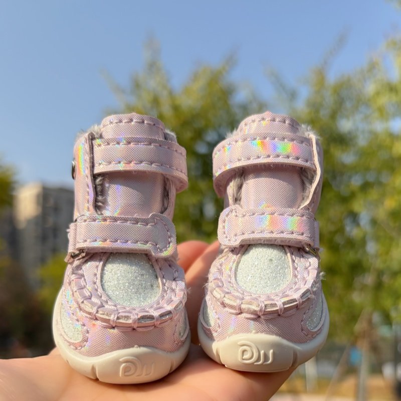 奇可家 DJJ星光细闪小皮鞋宠物雪地靴狗鞋泰迪比熊狗狗鞋子雪地靴