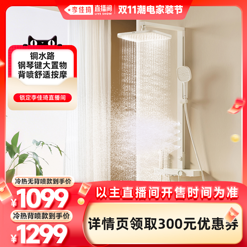 箭牌卫浴四功能按键花洒铜水路