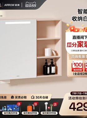 箭牌智能浴室镜柜单独挂墙式带灯卫生间梳妆镜子简约洗手盆柜单卖