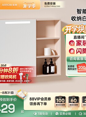 箭牌智能浴室镜柜单独挂墙式带灯卫生间梳妆镜子简约洗手盆柜单卖