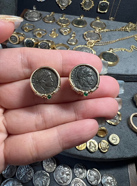 18K金古币耳拍 古罗马铜币耳拍耳钉 客订欣赏