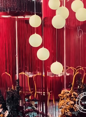 高特密加厚红色线帘婚浪漫质感拉满舞台场景布置道具婚礼流苏直帘