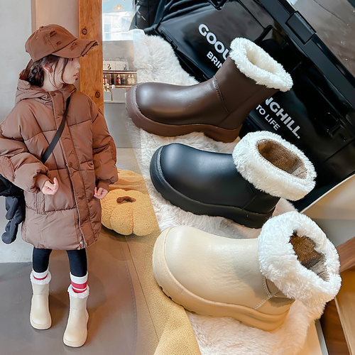 冬季新款短靴加绒保暖女童棉靴