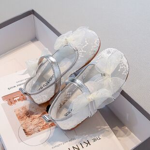 女童皮鞋2025夏季新款女孩公主单鞋透气薄款网纱小香风儿童豆豆鞋