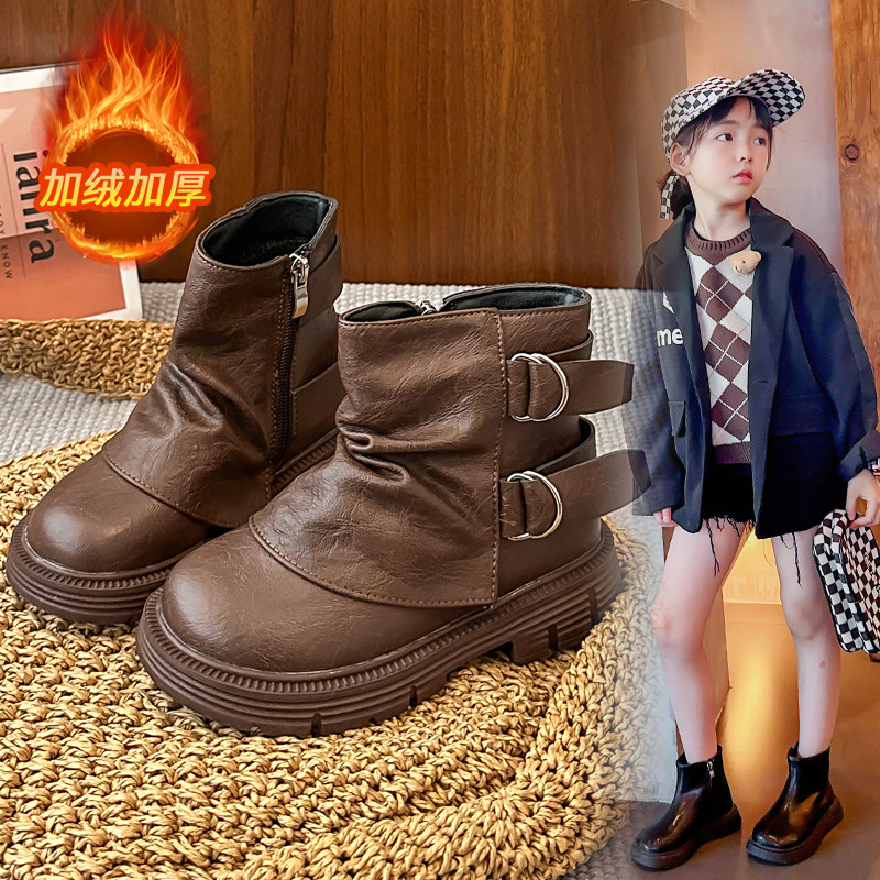 儿童靴子女童棉靴2026冬季新款女孩小香风保暖二棉短靴公主马丁靴