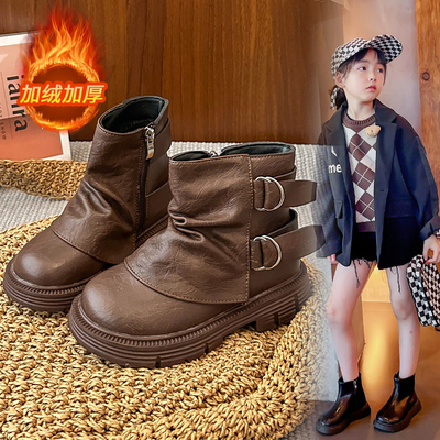 冬季新款加绒保暖女童二棉马丁靴