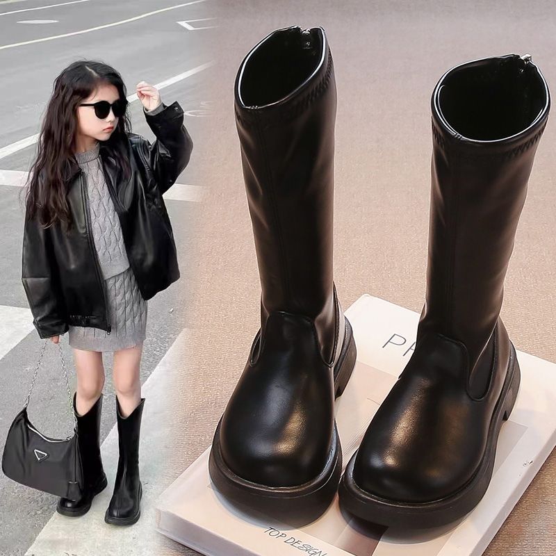 春秋新款单靴儿童长筒靴高筒靴