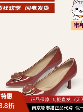 KISSCAT接吻猫2026春季通勤高跟鞋尖头细跟浅口单鞋女K76138A-15