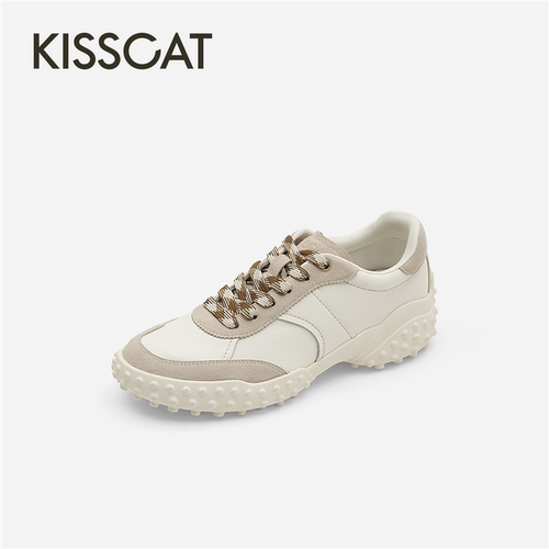 KISSCAT接吻猫2026秋德训运动休闲增高鞋系带赛车鞋K76769A-50