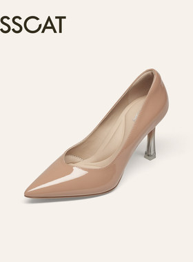 KISSCAT接吻猫2026春猫掌鞋法式尖头单鞋高跟鞋女细跟K76118A-14