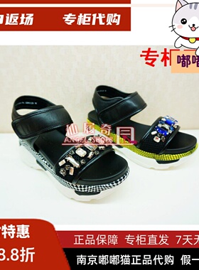 特价清仓接吻猫kisscat夏牛皮松糕跟镶砖运动露趾凉鞋KA76308-56