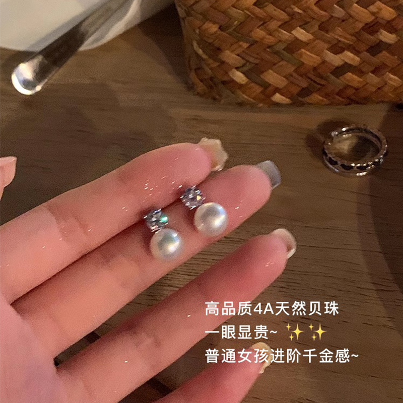 珍珠耳钉2025新款爆款纯银