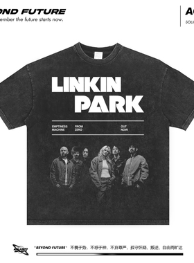 LinkinPark林肯公园摇滚美式复古做旧短袖T恤ins男女中性水洗宽松