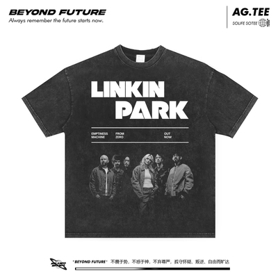LinkinPark林肯公园摇滚美式复古做旧短袖T恤ins男女中性水洗宽松