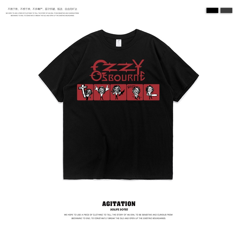 摇滚重金属奥斯本印花短袖t恤