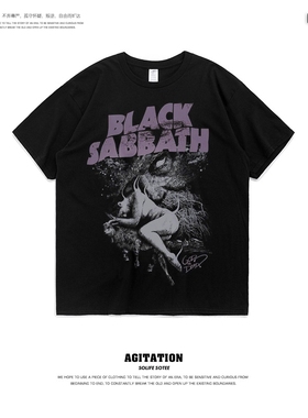 摇滚乐队Black sabbath黑色安息日主题印花短袖欧美潮流t恤纯棉男