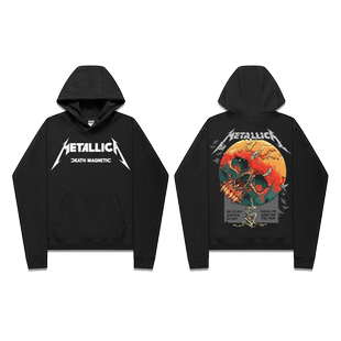 METALLICA摇滚金属印花图案秋冬连帽卫衣男女潮牌新款休闲灰上衣