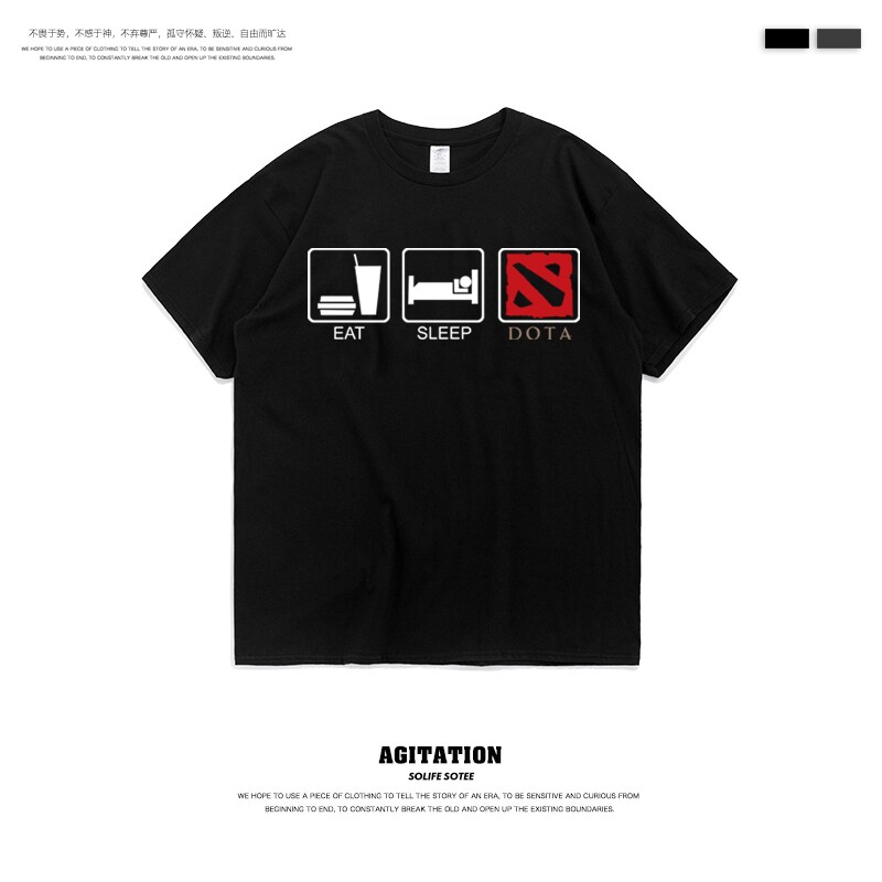 短袖纯棉T恤游戏周边衣服男女DOTA2刀塔战队恶搞吃饭睡觉打DOTA在类目 男装, T恤中 - 来自Buy2taobao.com提供专业的淘宝代购服务