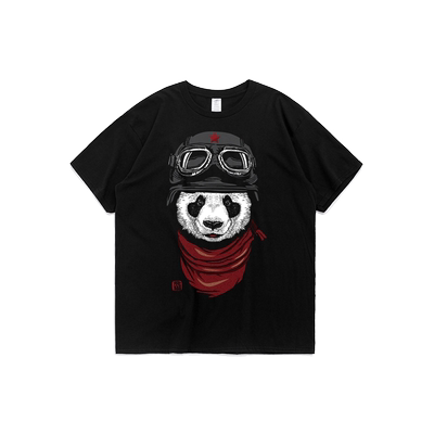 熊猫飞行员中国风圆领短袖t恤