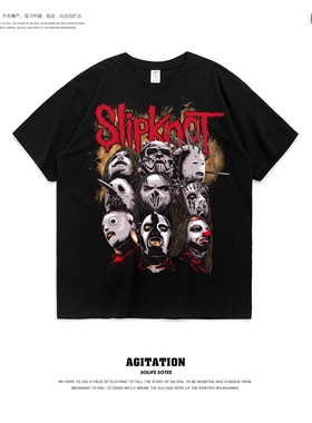 SLIPKNOT活结乐队金属摇滚朋克风印花男士短袖T恤T-shirt夏季纯棉