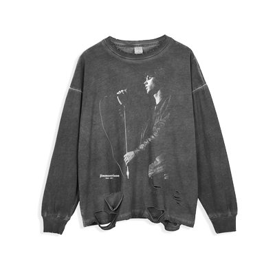 秋冬宽松复古长袖男女摇滚乐队