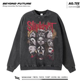 Slipknot重金属活结摇滚水洗做旧oversize高街中性上衣复古卫衣