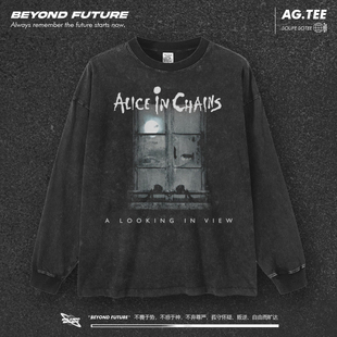 Alice In Chains秋冬水洗摇滚做旧复古高街头宽松中性男女上衣