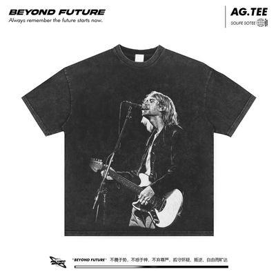 Nirvana科特柯本欧美式街头宽松中性oversize男女短袖T恤摇滚上衣