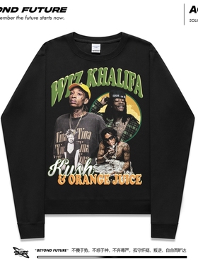wiz khalifa嘻哈说唱麻神潮牌圆领无帽卫衣套头打底新款长袖