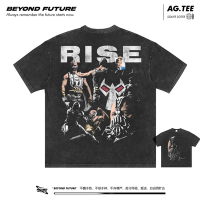 Bane蝙蝠美式宽松水洗做旧复古重磅潮牌男女短袖T恤上衣新款