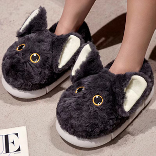 德文猫棉拖鞋女可爱包跟毛绒家居情侣男生冬季室内保暖包跟毛拖鞋