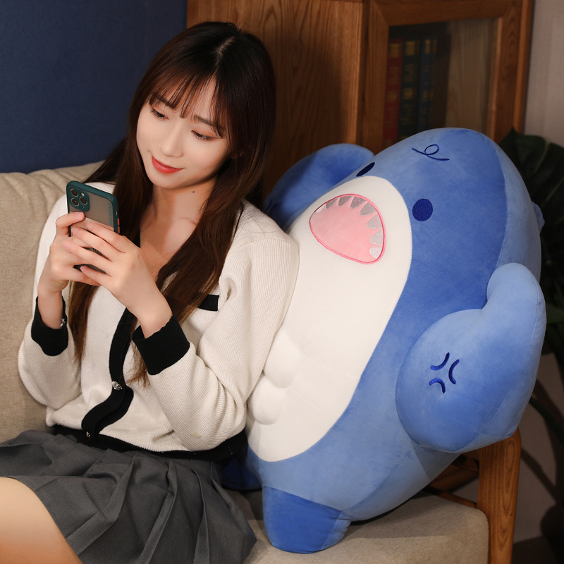 可爱鲨鱼睡觉抱枕床头大靠背沙发客厅靠垫宿舍床上靠枕头护腰靠枕